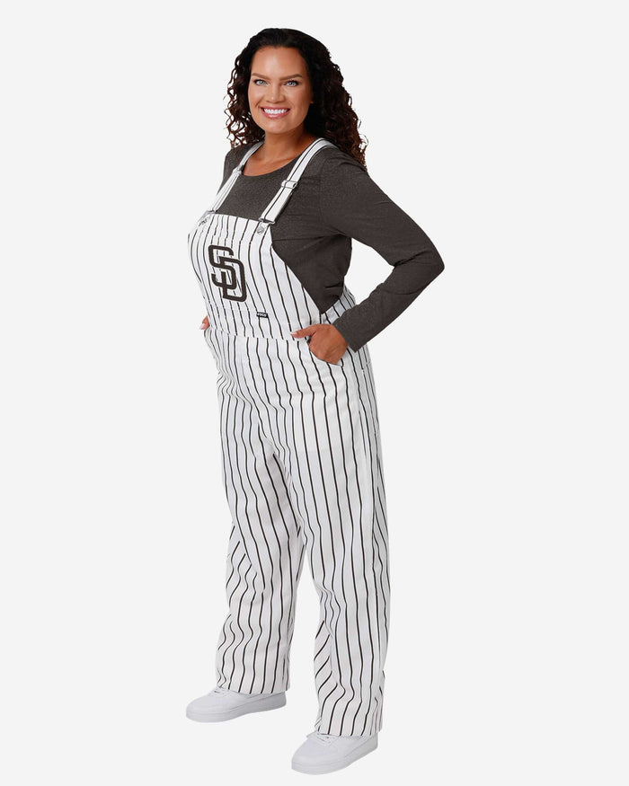 San Diego Padres Womens Pinstripe Bib Overalls FOCO XS - FOCO.com