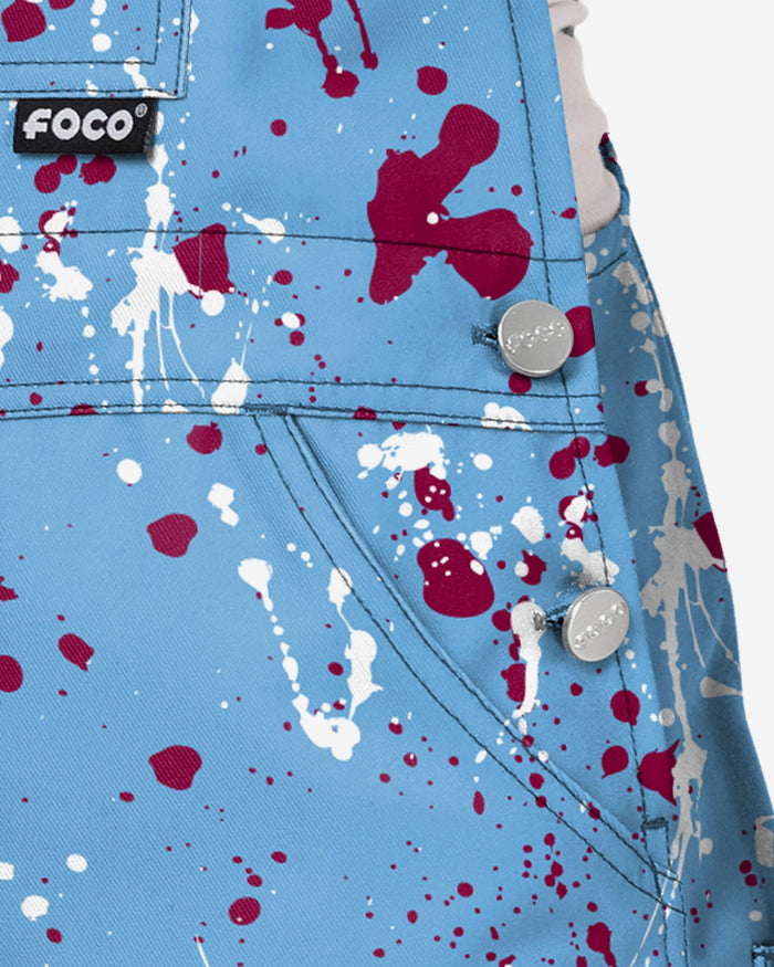 Philadelphia Phillies Womens Powder Blue Paint Splatter Bib Overalls FOCO - FOCO.com