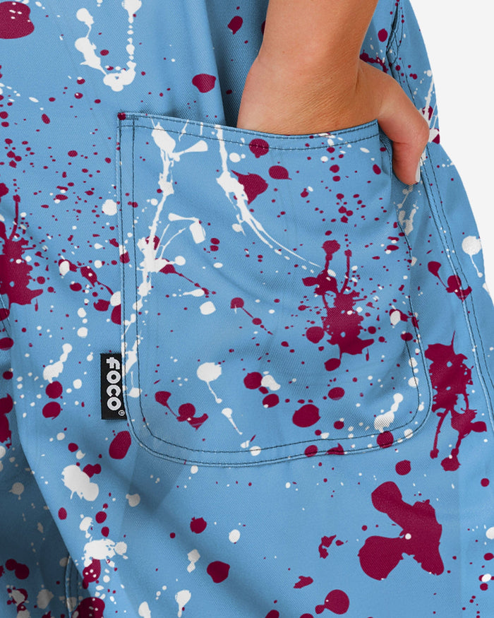 Philadelphia Phillies Womens Powder Blue Paint Splatter Bib Overalls FOCO - FOCO.com