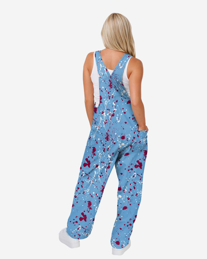 Philadelphia Phillies Womens Powder Blue Paint Splatter Bib Overalls FOCO - FOCO.com