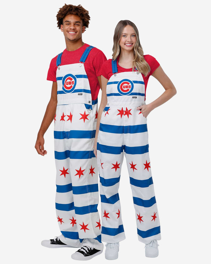 Chicago Cubs Womens Flag Thematic Bib Overalls FOCO - FOCO.com