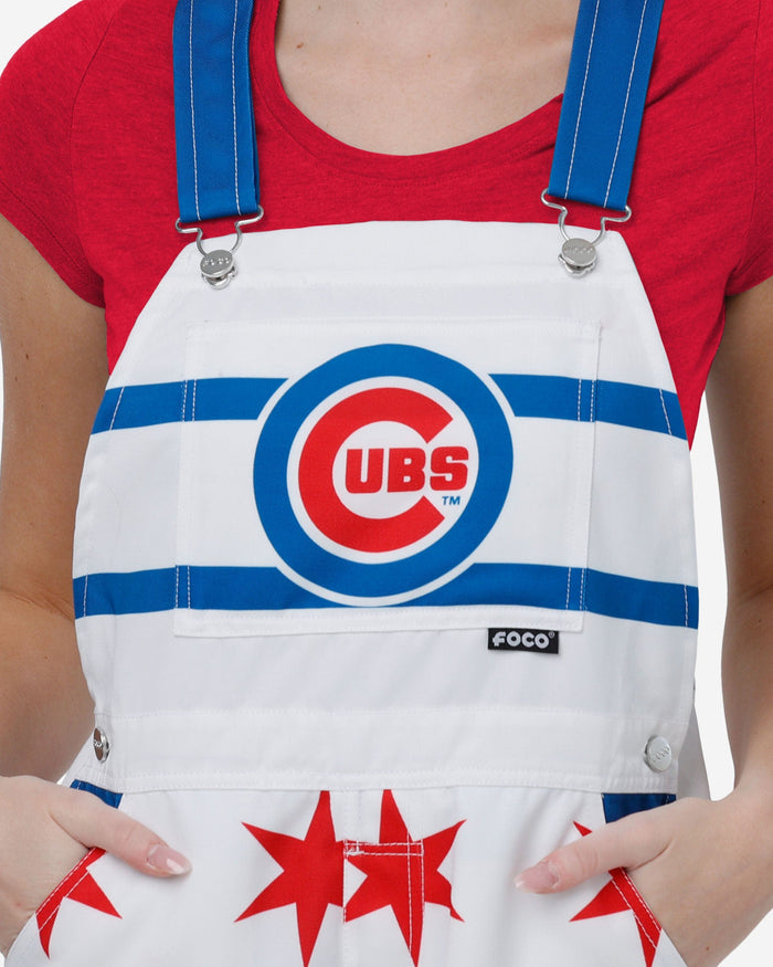 Chicago Cubs Womens Flag Thematic Bib Overalls FOCO - FOCO.com