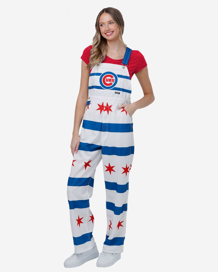 Chicago Cubs Womens Flag Thematic Bib Overalls FOCO XS - FOCO.com