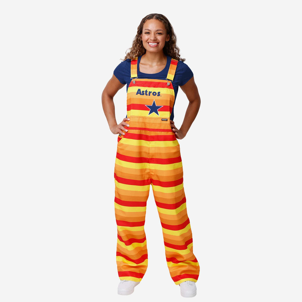 Houston Astros Womens Throwback Thematic Bib Overalls FOCO XS - FOCO.com