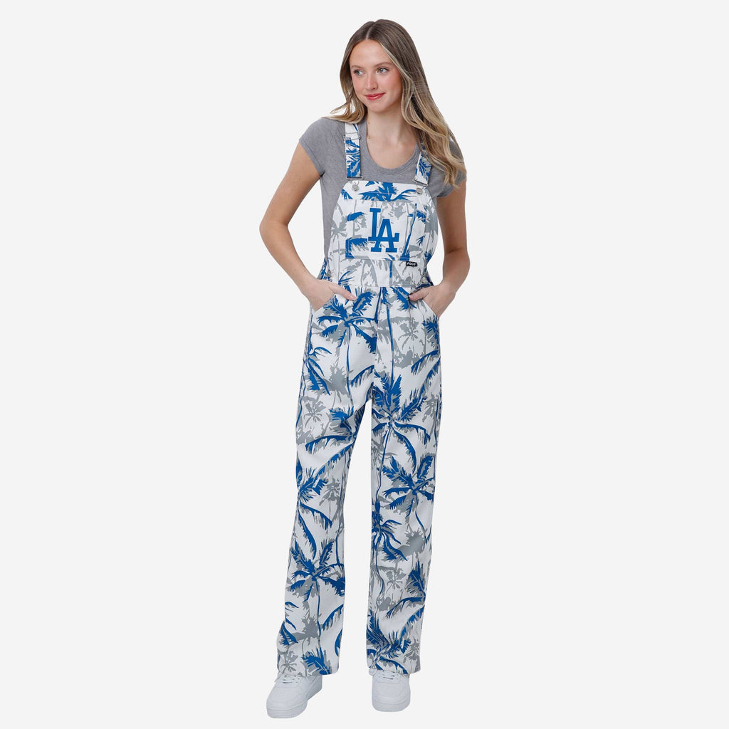 Los Angeles Dodgers Womens Palm Tree Thematic Bib Overalls FOCO XS - FOCO.com