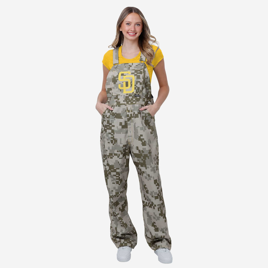 San Diego Padres Womens Digital Camo Thematic Bib Overalls FOCO XS - FOCO.com