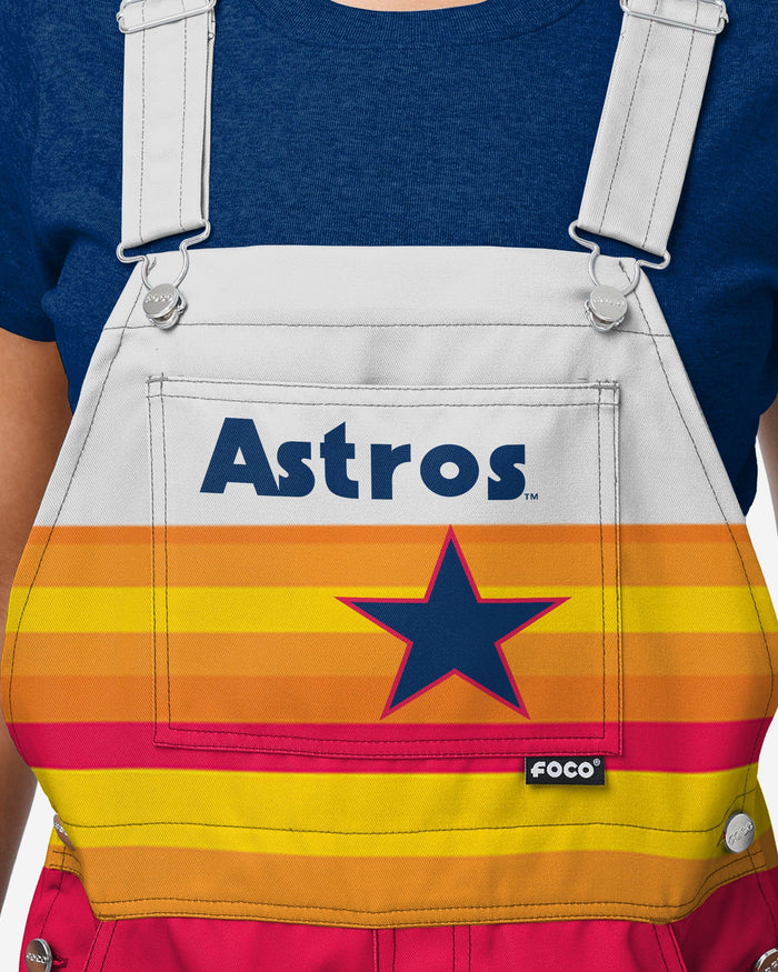 Houston Astros Womens Throwback Stripe Thematic Bib Overalls FOCO - FOCO.com