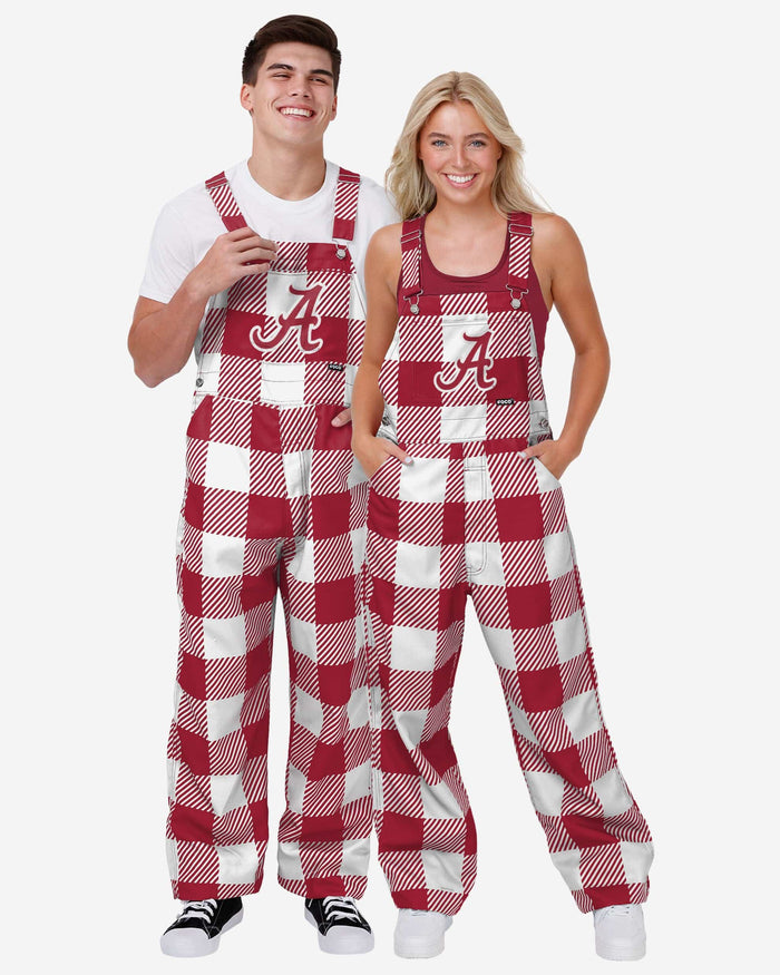 Alabama Crimson Tide Womens Plaid Bib Overalls FOCO - FOCO.com