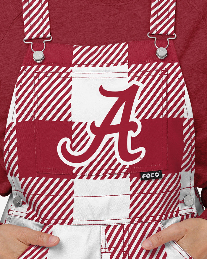 Alabama Crimson Tide Womens Plaid Bib Overalls FOCO - FOCO.com