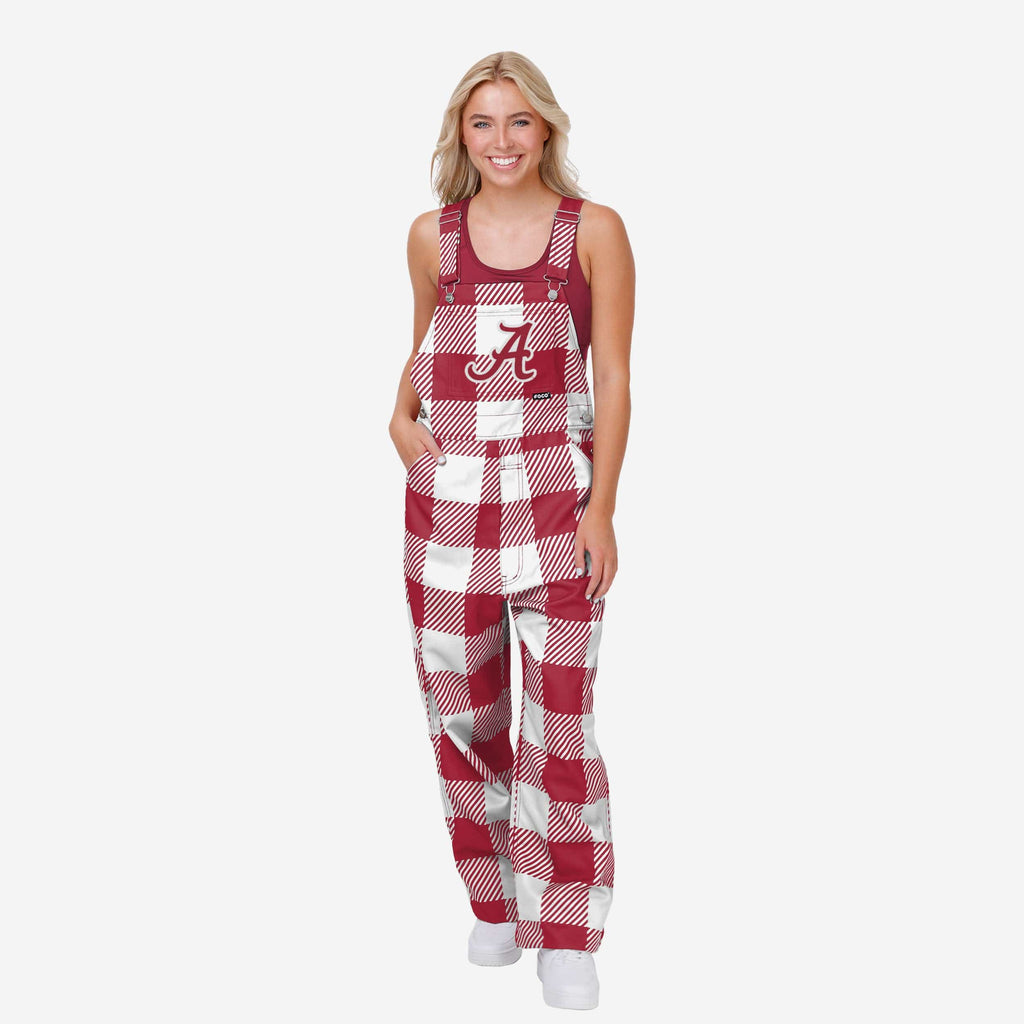 Alabama Crimson Tide Womens Plaid Bib Overalls FOCO XS - FOCO.com