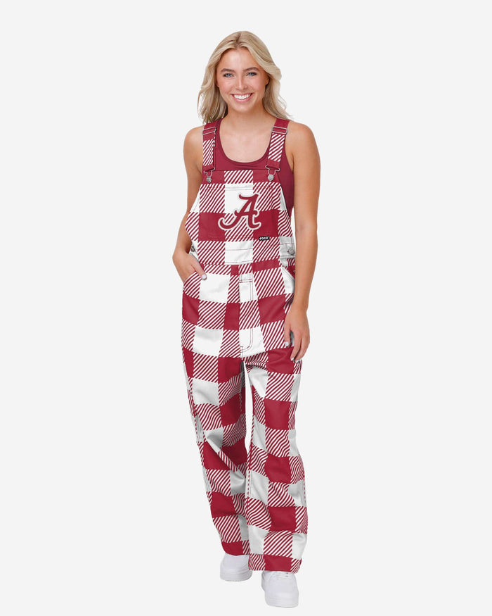 Alabama Crimson Tide Womens Plaid Bib Overalls FOCO XS - FOCO.com