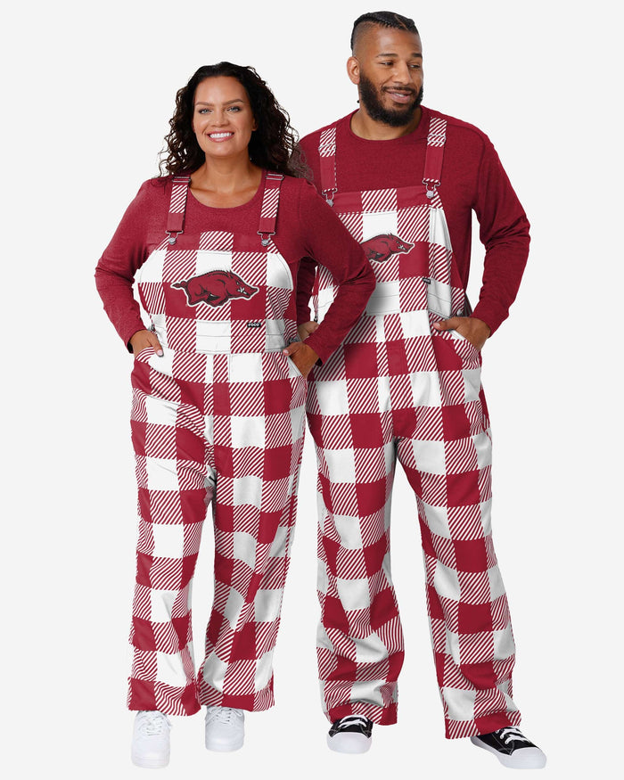 Arkansas Razorbacks Womens Plaid Bib Overalls FOCO - FOCO.com