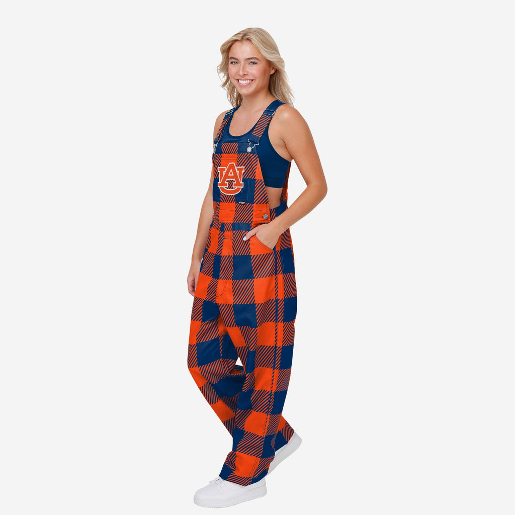 Auburn Tigers Womens Plaid Bib Overalls FOCO XS - FOCO.com