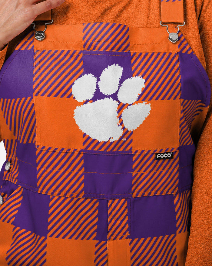 Clemson Tigers Womens Plaid Bib Overalls FOCO - FOCO.com