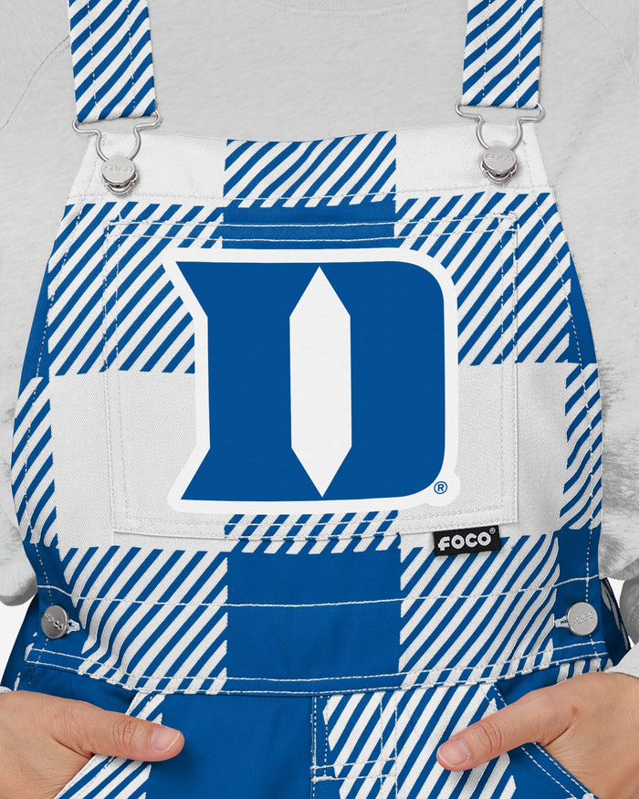 Duke Blue Devils Womens Plaid Bib Overalls FOCO - FOCO.com