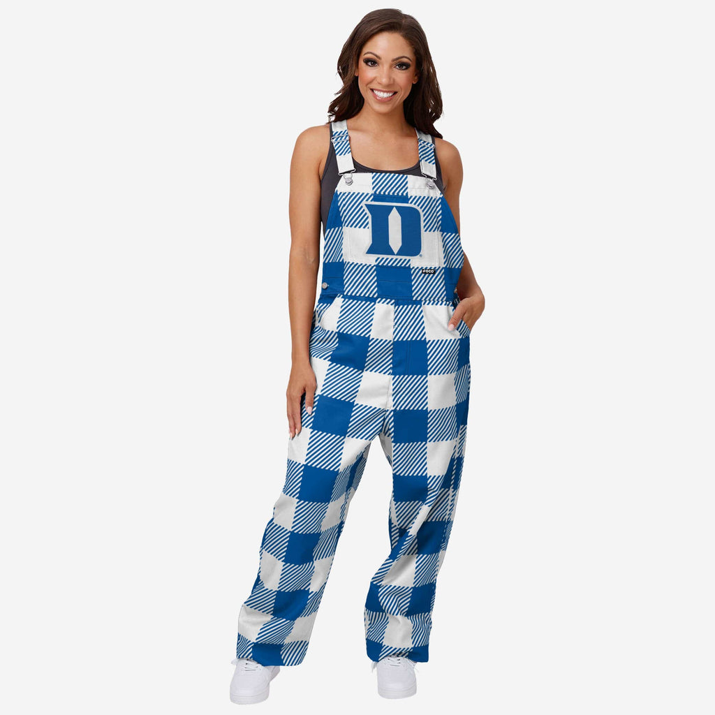 Duke Blue Devils Womens Plaid Bib Overalls FOCO XS - FOCO.com