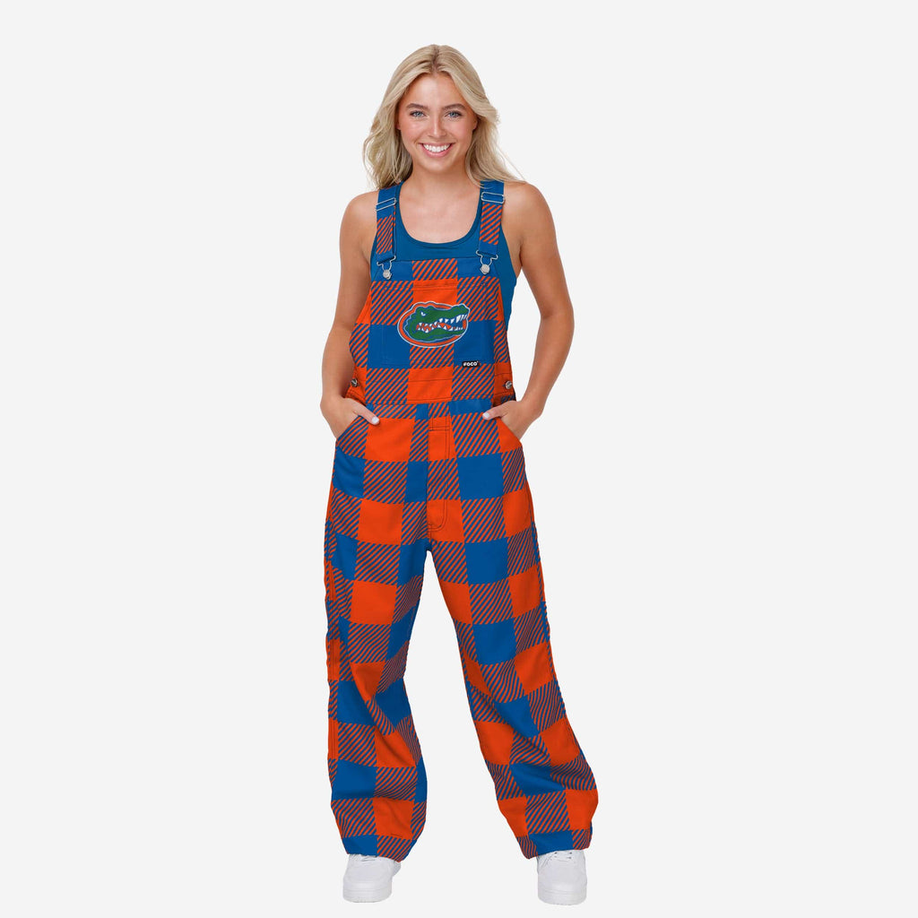 Florida Gators Womens Plaid Bib Overalls FOCO XS - FOCO.com