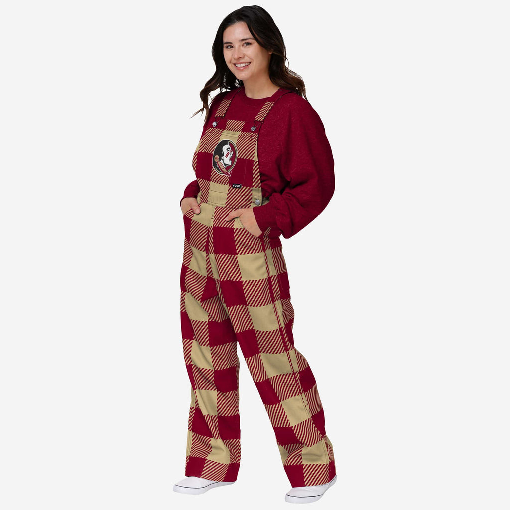 Florida State Seminoles Womens Plaid Bib Overalls FOCO XS - FOCO.com