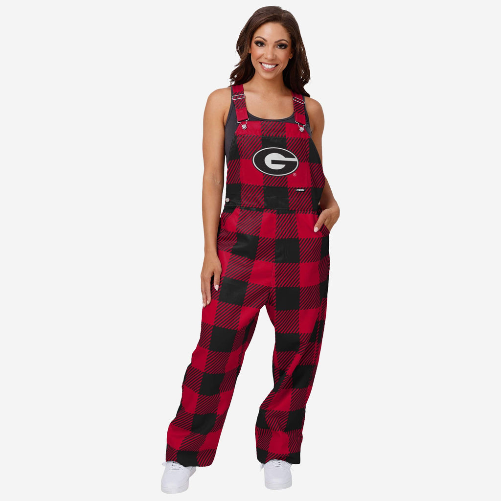 Georgia Bulldogs Womens Plaid Bib Overalls FOCO XS - FOCO.com