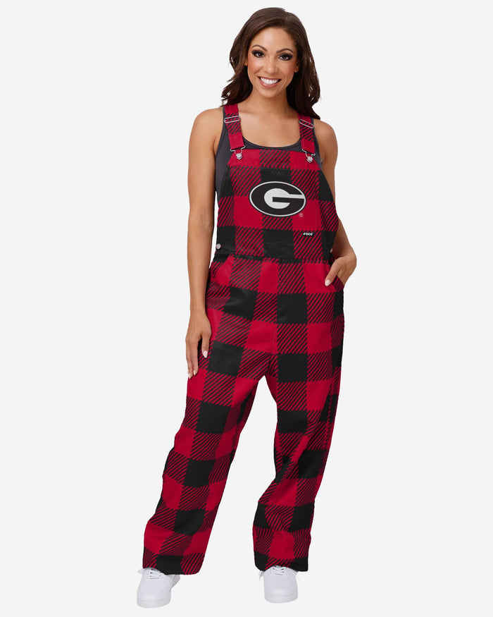 Georgia Bulldogs Womens Plaid Bib Overalls FOCO XS - FOCO.com