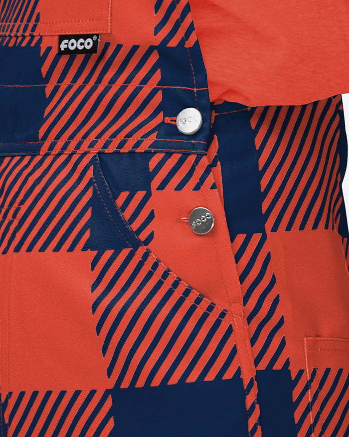 Illinois Fighting Illini Womens Plaid Bib Overalls FOCO - FOCO.com