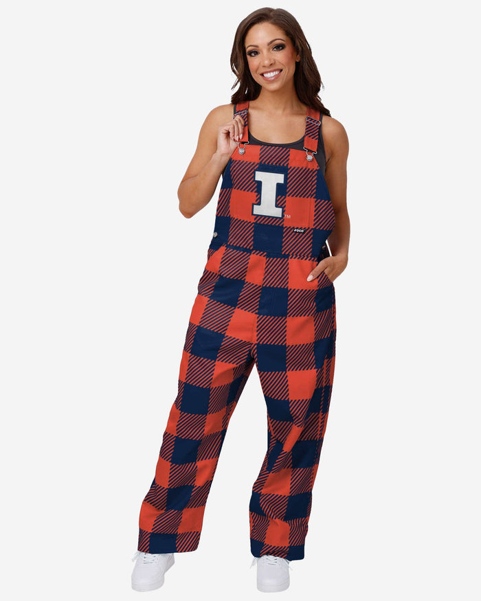 Illinois Fighting Illini Womens Plaid Bib Overalls FOCO XS - FOCO.com