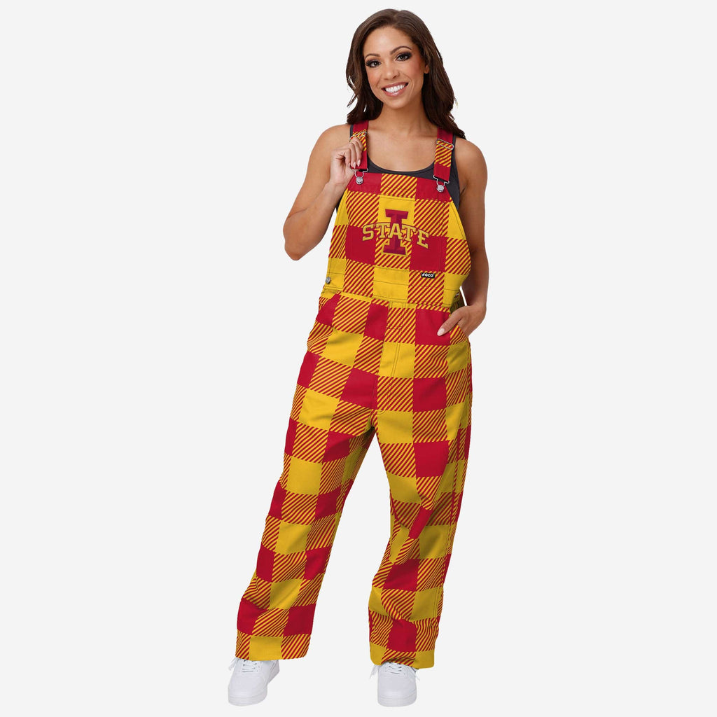 Iowa State Cyclones Womens Plaid Bib Overalls FOCO XS - FOCO.com