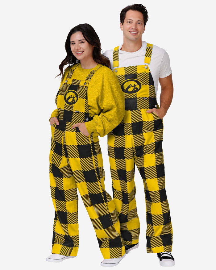 Iowa Hawkeyes Womens Plaid Bib Overalls FOCO - FOCO.com