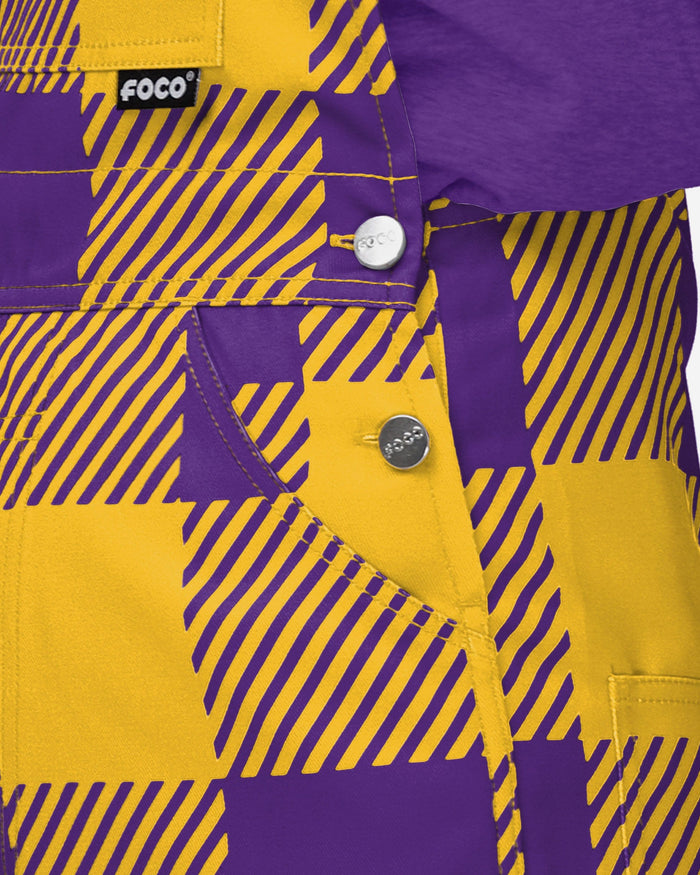 LSU Tigers Womens Plaid Bib Overalls FOCO - FOCO.com