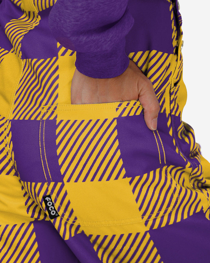 LSU Tigers Womens Plaid Bib Overalls FOCO - FOCO.com