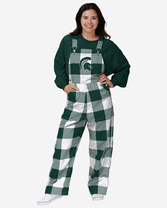 Michigan State Spartans Womens Plaid Bib Overalls FOCO XS - FOCO.com