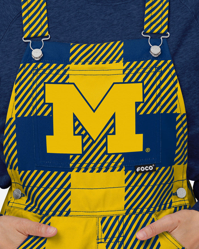 Michigan Wolverines Womens Plaid Bib Overalls FOCO - FOCO.com