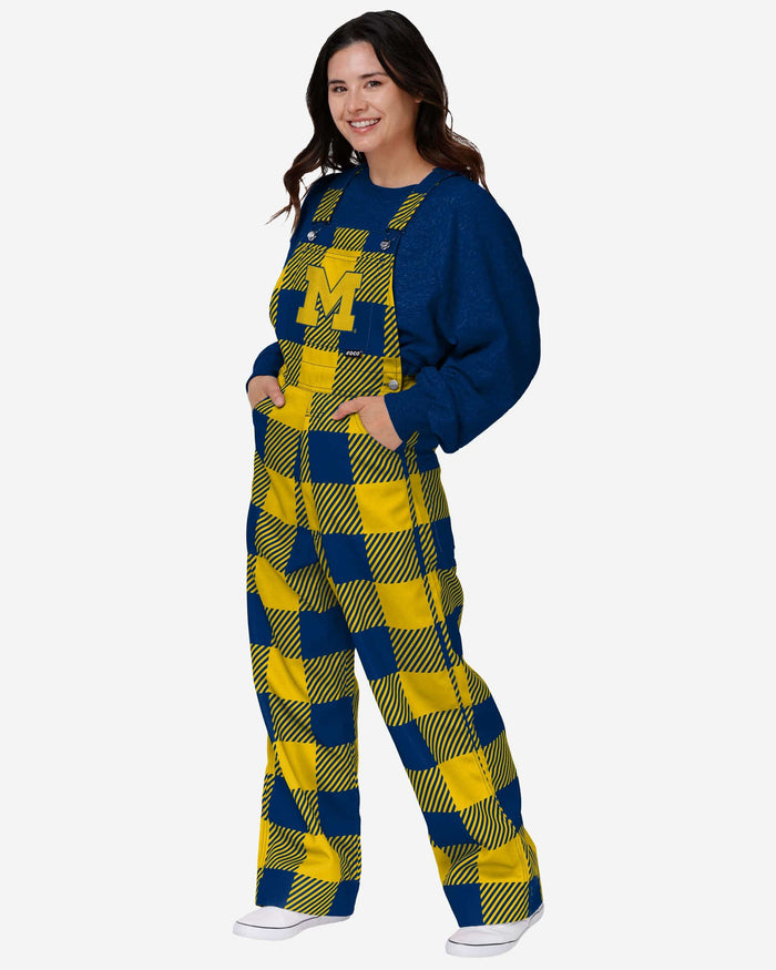 Michigan Wolverines Womens Plaid Bib Overalls FOCO XS - FOCO.com