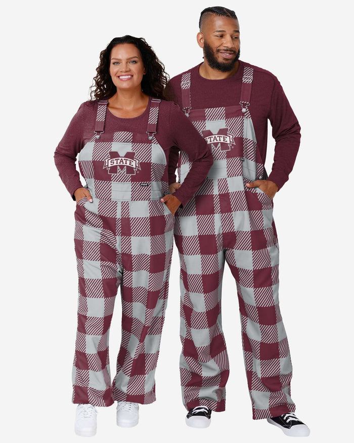 Mississippi State Bulldogs Womens Plaid Bib Overalls FOCO - FOCO.com