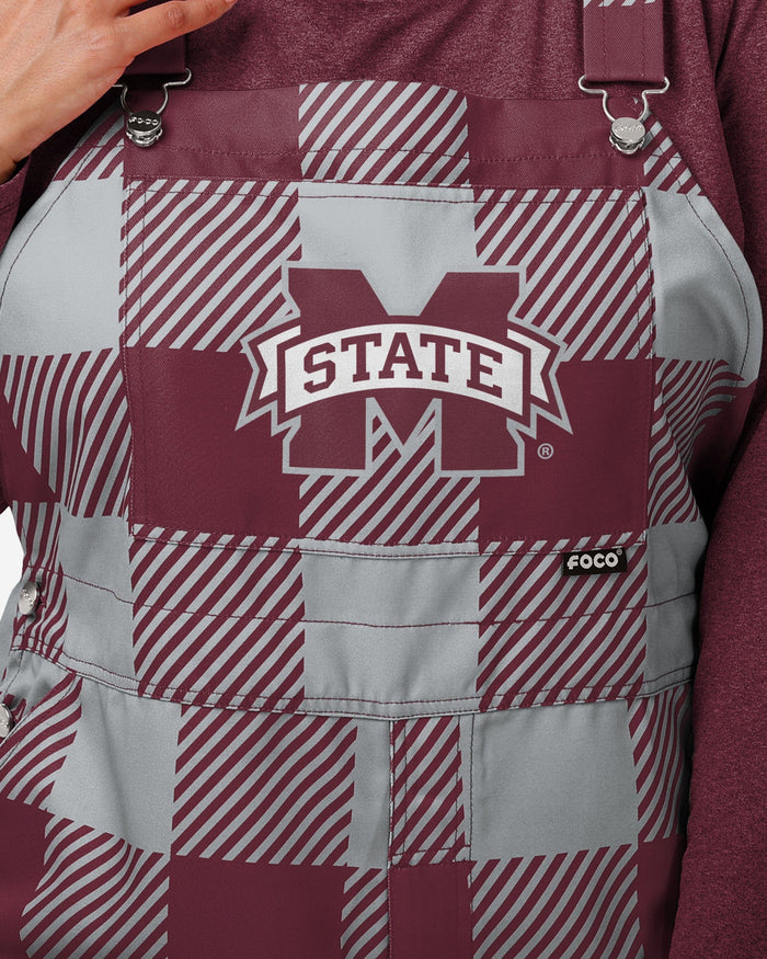 Mississippi State Bulldogs Womens Plaid Bib Overalls FOCO - FOCO.com