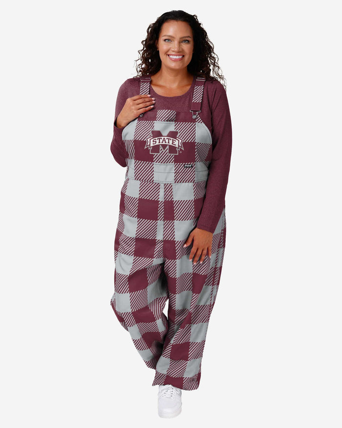 Mississippi State Bulldogs Womens Plaid Bib Overalls FOCO XS - FOCO.com