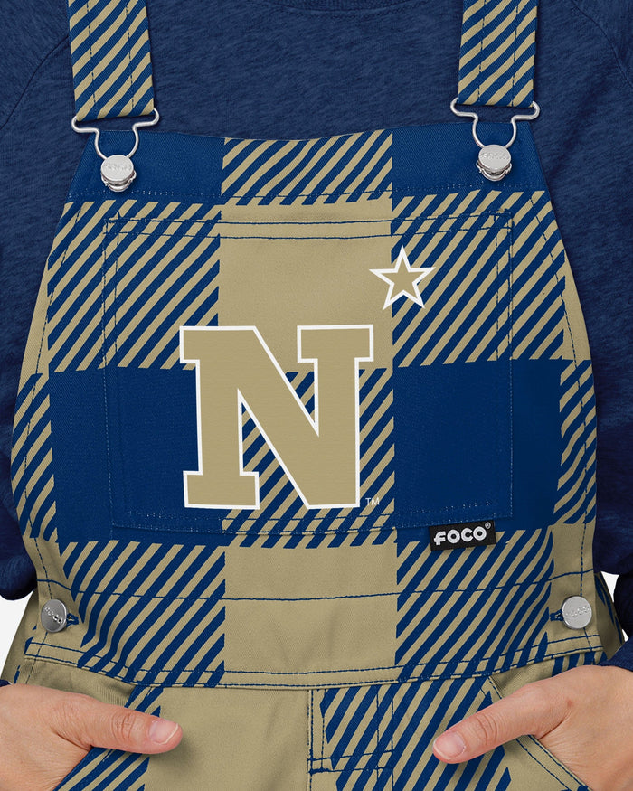 Navy Midshipmen Womens Plaid Bib Overalls FOCO - FOCO.com