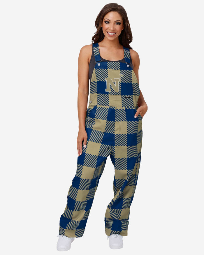 Navy Midshipmen Womens Plaid Bib Overalls FOCO XS - FOCO.com