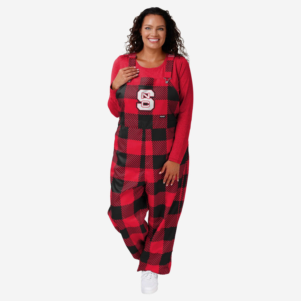 NC State Wolfpack Womens Plaid Bib Overalls FOCO XS - FOCO.com