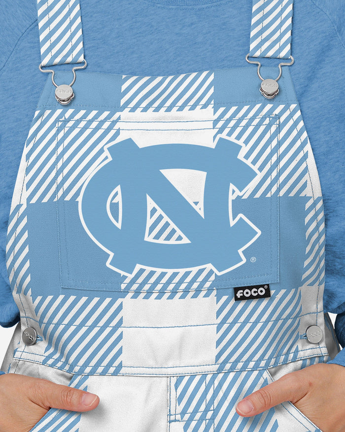 North Carolina Tar Heels Womens Plaid Bib Overalls FOCO - FOCO.com