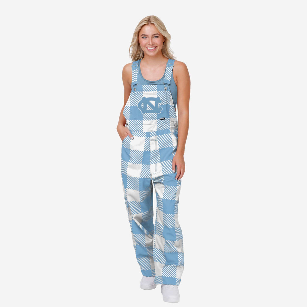 North Carolina Tar Heels Womens Plaid Bib Overalls FOCO XS - FOCO.com