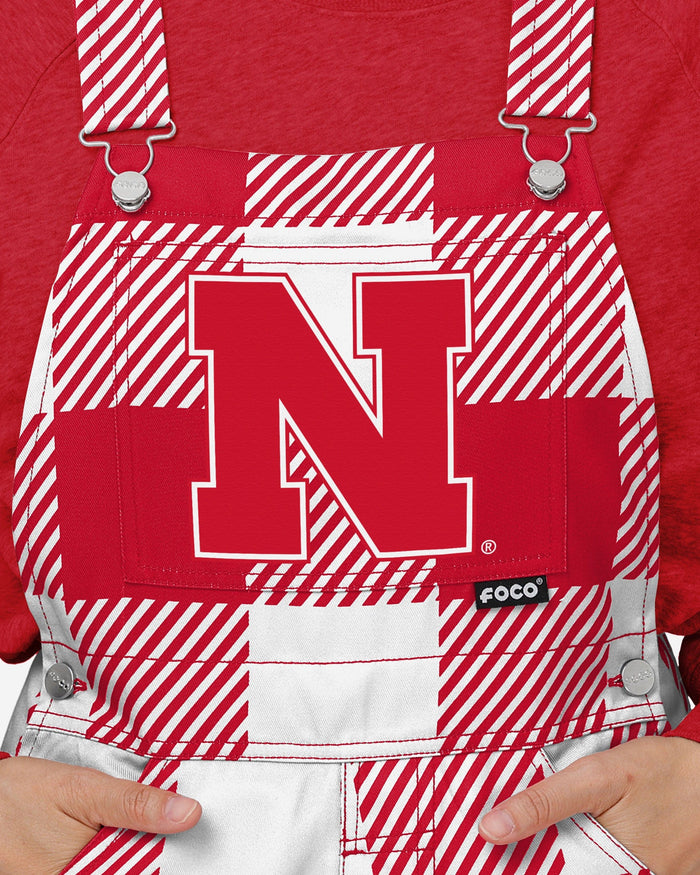 Nebraska Cornhuskers Womens Plaid Bib Overalls FOCO - FOCO.com