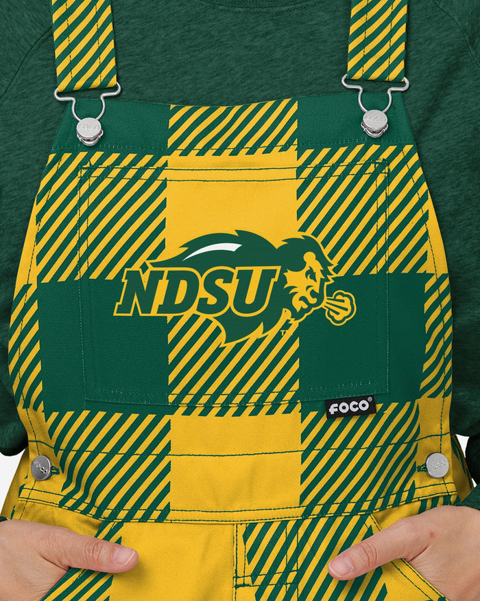 North Dakota State Bison Womens Plaid Bib Overalls FOCO - FOCO.com