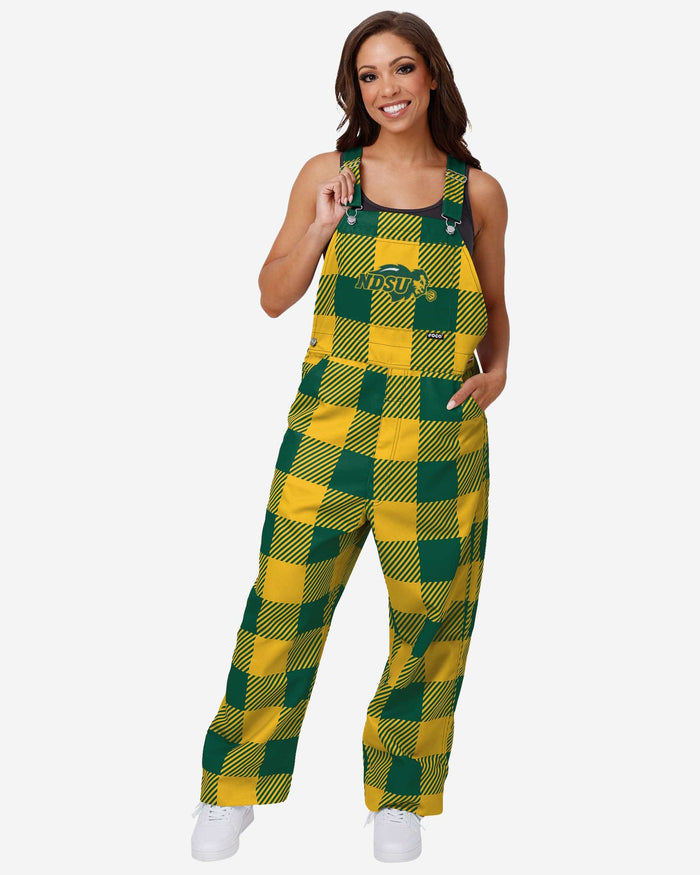 North Dakota State Bison Womens Plaid Bib Overalls FOCO XS - FOCO.com