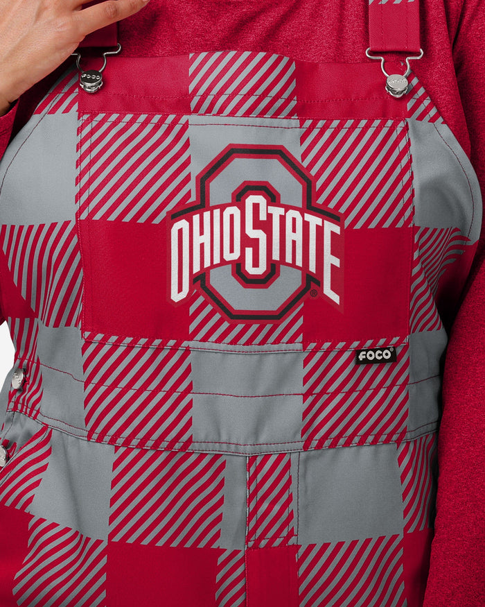 Ohio State Buckeyes Womens Plaid Bib Overalls FOCO - FOCO.com