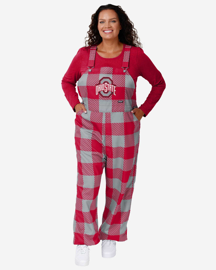 Ohio State Buckeyes Womens Plaid Bib Overalls FOCO XS - FOCO.com