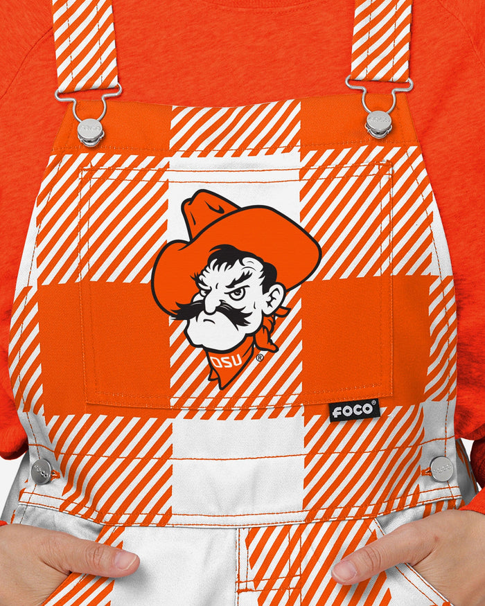 Oklahoma State Cowboys Womens Plaid Bib Overalls FOCO - FOCO.com