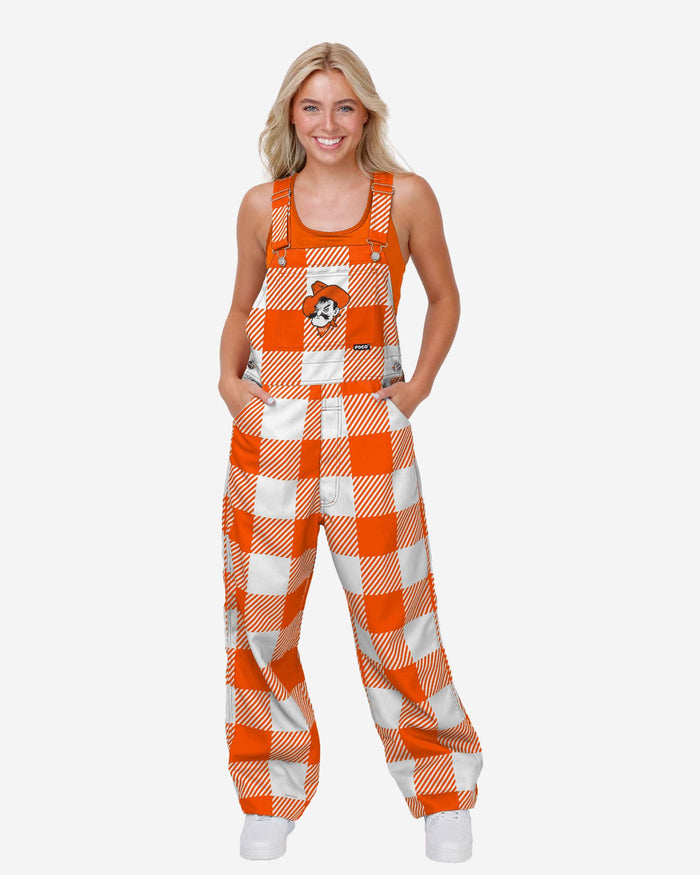 Oklahoma State Cowboys Womens Plaid Bib Overalls FOCO XS - FOCO.com