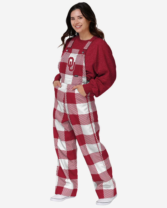 Oklahoma Sooners Womens Plaid Bib Overalls FOCO XS - FOCO.com