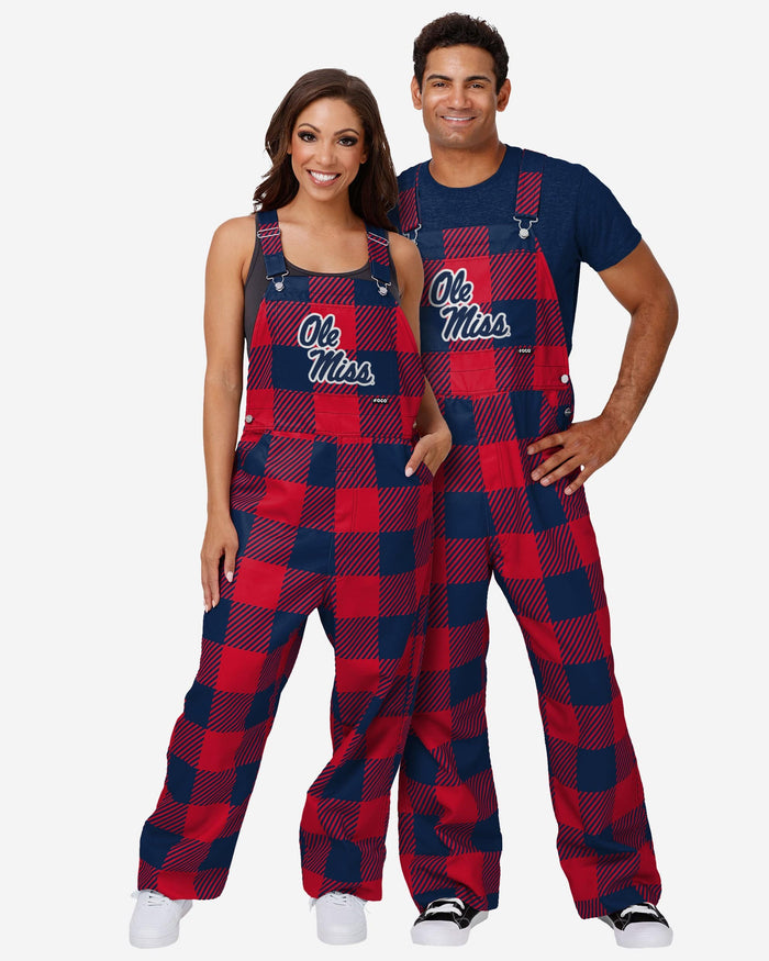 Ole Miss Rebels Womens Plaid Bib Overalls FOCO - FOCO.com